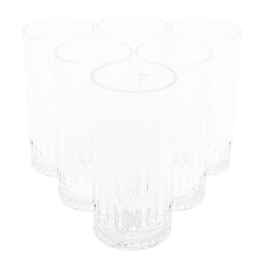 6PCS Glass Set Ð 285ml | Ribbed Clear Drinking Glasses for Everyday Elegance