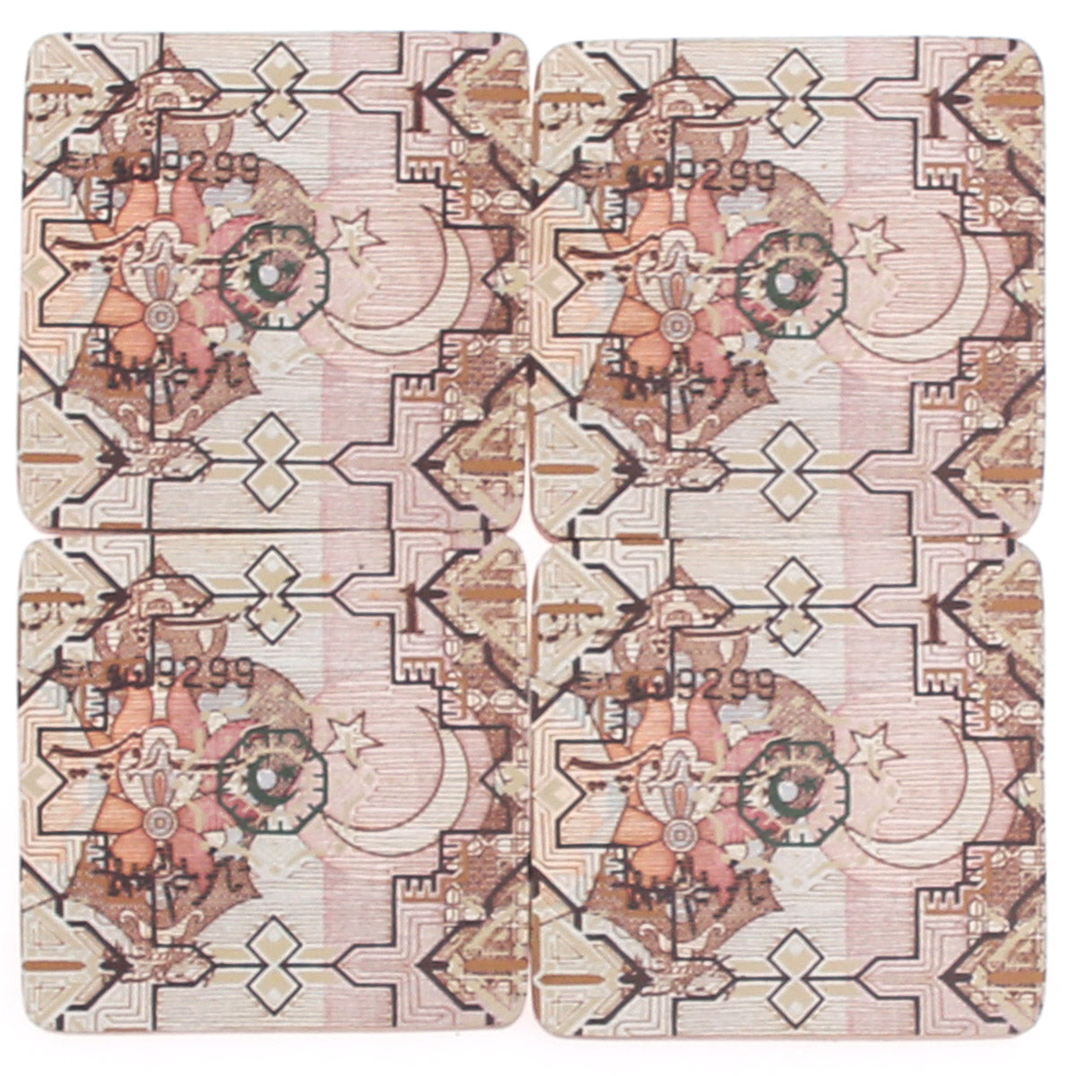 4?Piece Dawn Coaster Set Ð Printed Wooden Drink Mats