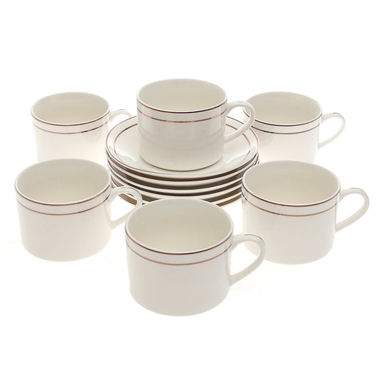 12-Piece Cup & Saucer Set Ð Queen Edition (Fine Porcelain, Double-Line Rim)