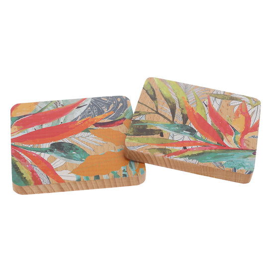 2Pcs Square Coaster 3.5Inc Orange Orchre