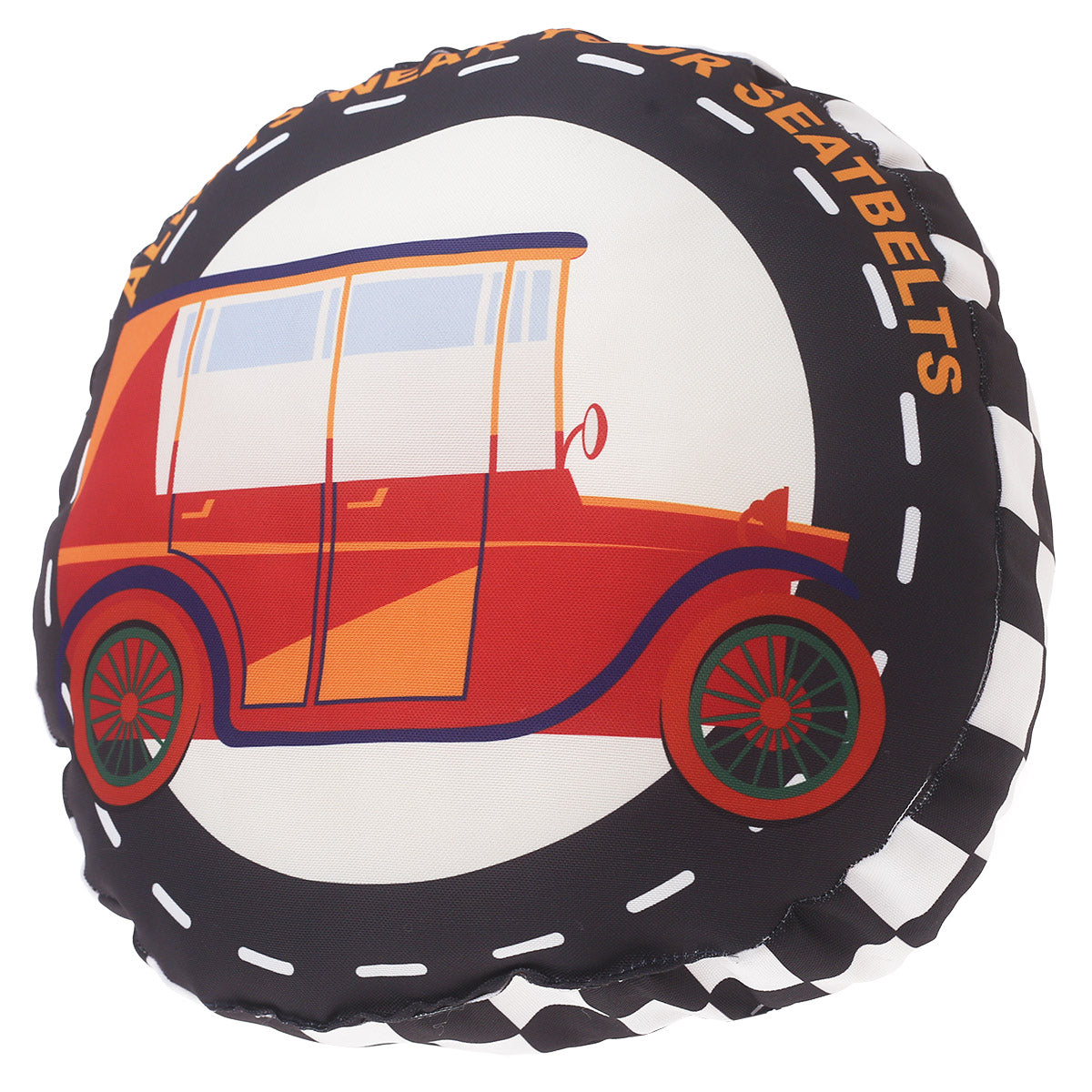 Vintage Car Filled Cushion 18"Round