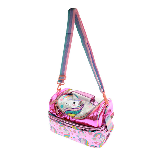Unicorn Kids Lunch Bag Ð Double Compartment | U2058 Vest | Pink Rainbow Design