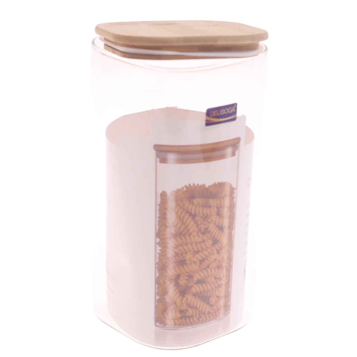 Delisoga Square Glass Storage Jar 1580ml Ð Bamboo Lid | GPG16