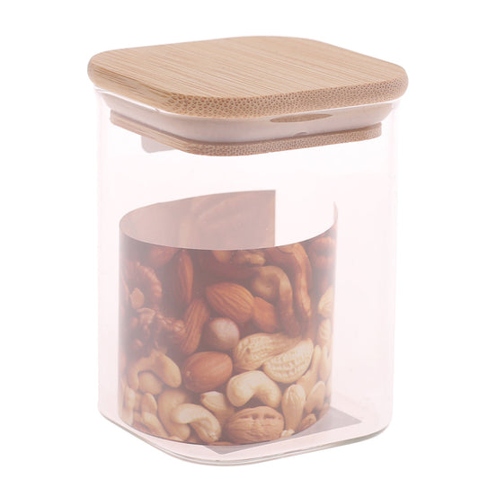 Square Glass Jar 230ml Ð GPG16-230/L3 with Bamboo Lid