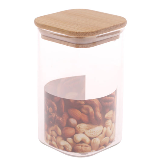 Square Glass Jar 280ml Ð GPG16-280/L3 with Bamboo Lid