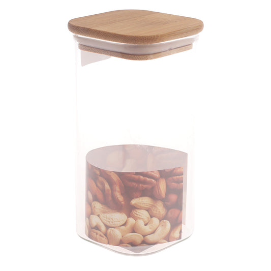Square Glass Jar 330ml Ð GPG16-330/L3 with Bamboo Airtight Lid