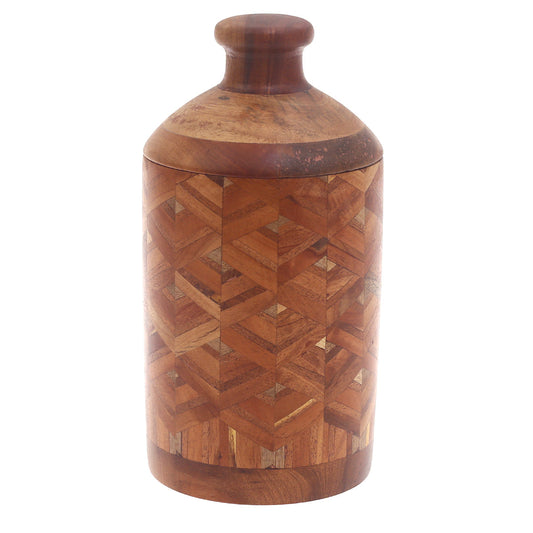 Handcrafted Cylindrical Jar Ð Wooden Shape Design