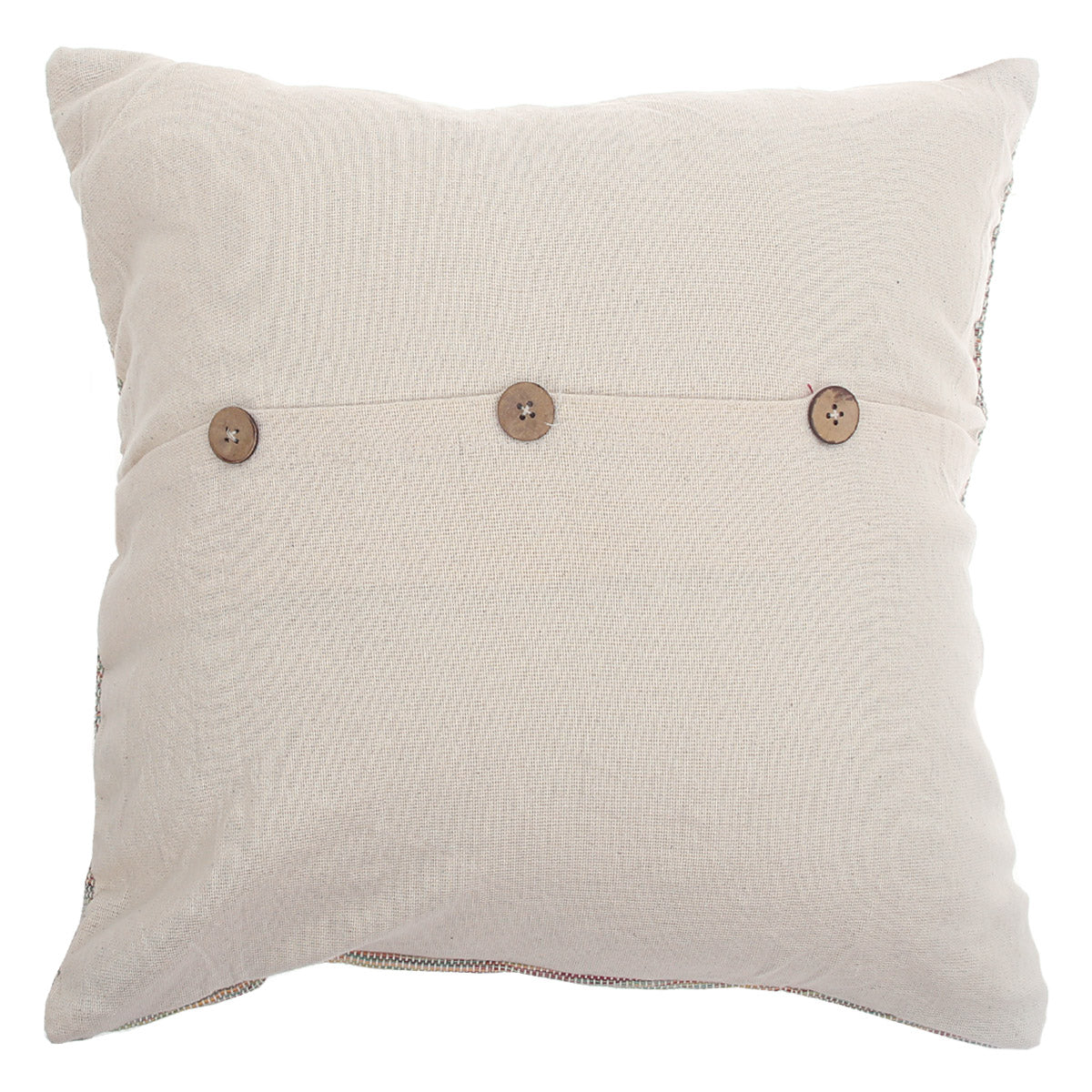 Sahar Textured Cushion Cover 18x18 Ð Handwoven Cotton Throw Pillow in Subtle Multicolor Weave