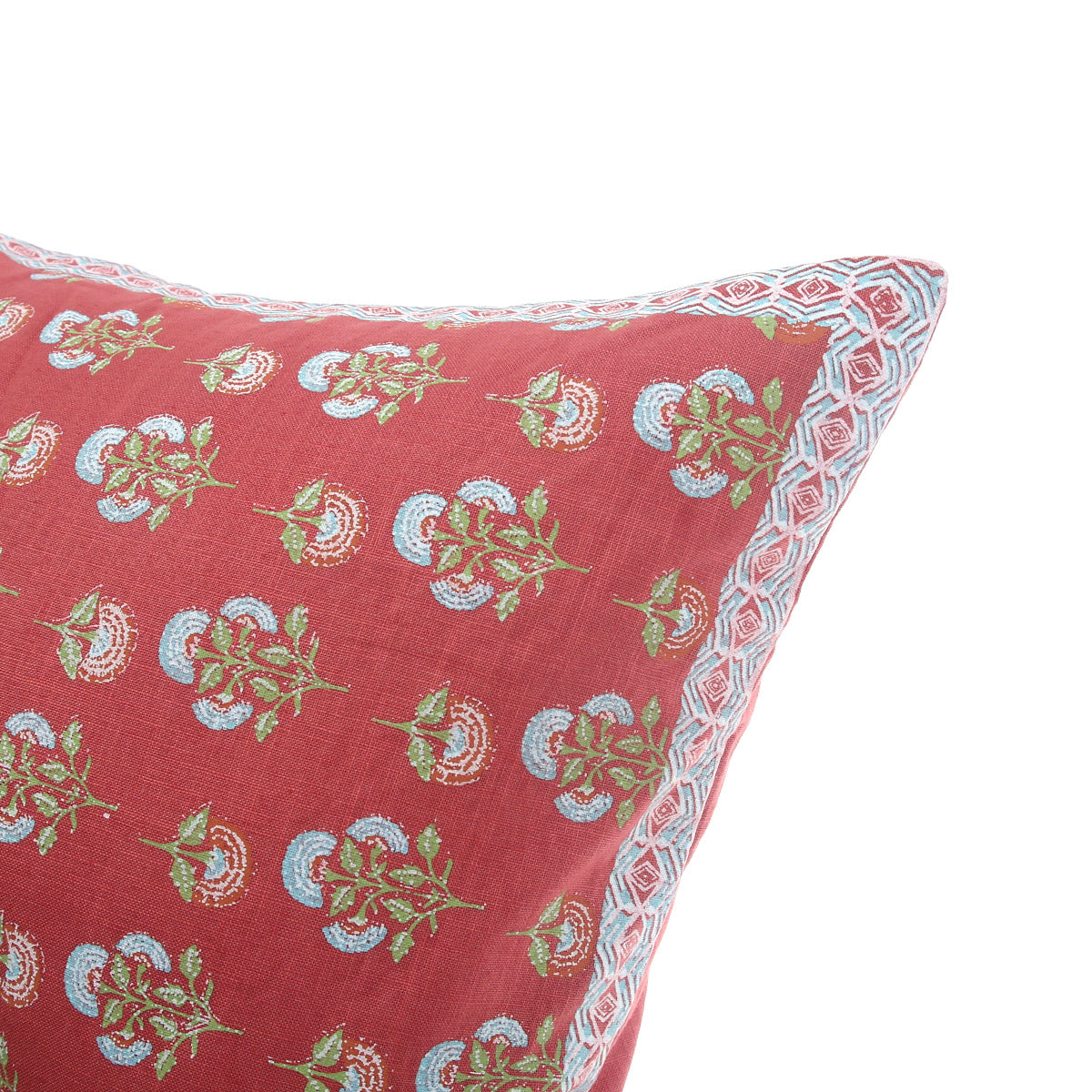 Shalimar Buta Cushion Cover 18x18 Ð Traditional Floral Red Cotton Throw Pillow Cover