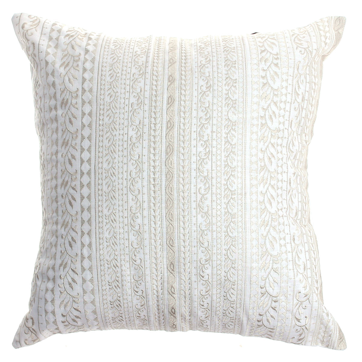 White Jaal Cushion Cover 20x20 Ð Elegant Cotton Embroidered Throw Pillow Cover