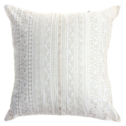 White Jaal Cushion Cover 20x20 Ð Elegant Cotton Embroidered Throw Pillow Cover