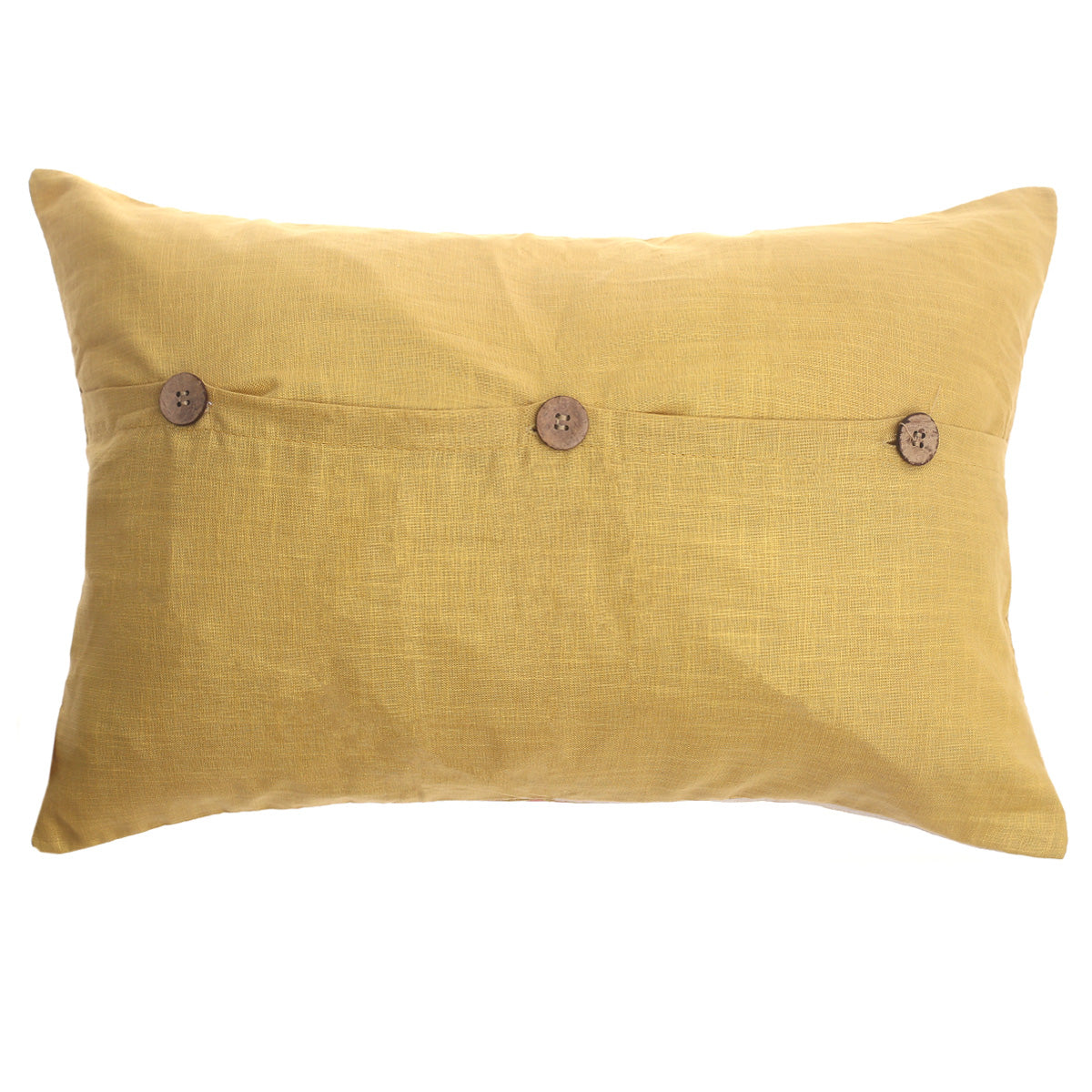 Zareen Cushion Cover 12x18 Ð Yellow Floral Block Print Cotton Lumbar Pillow