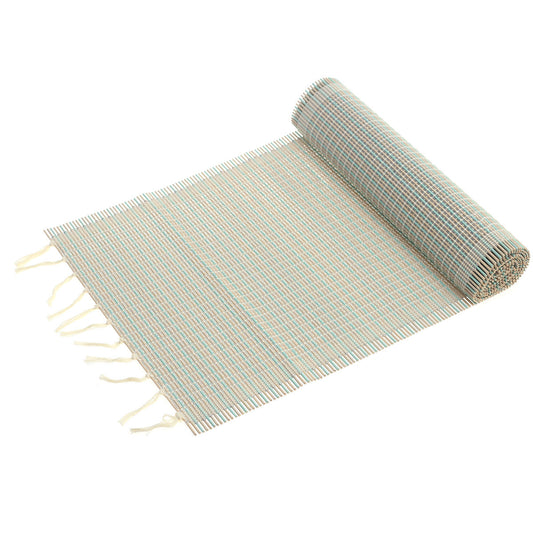 Blue Textured Bamboo Table Runner 13x45 Ð Eco-Friendly Woven Dining Table Decor