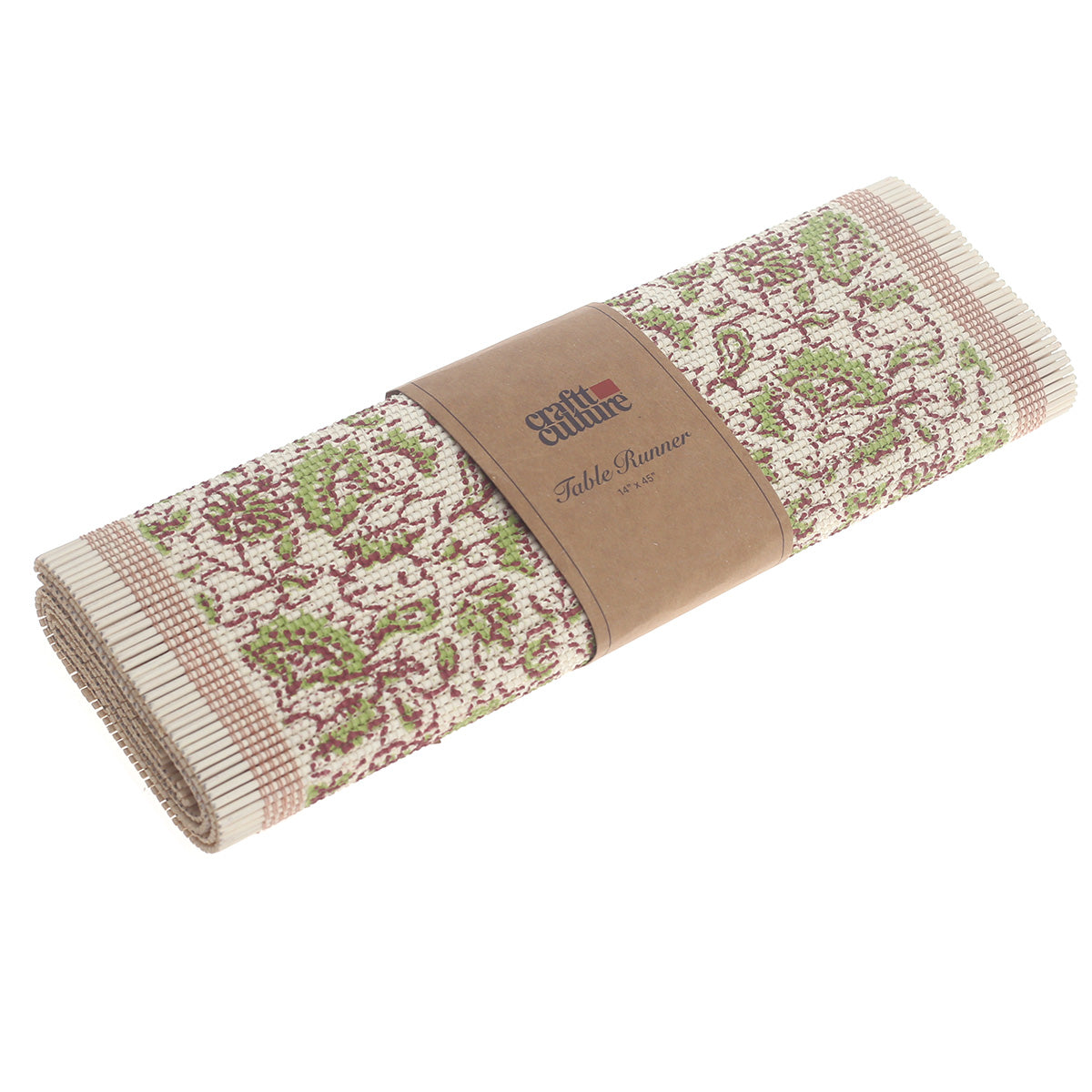Gul Chhap Bamboo Table Runner 13x45" Ð Eco-Friendly Floral Print Runner