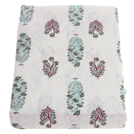 Gulbahar Cotton Table Cover 62x92" Ð Hand Block Printed Floral Dining Tablecloth