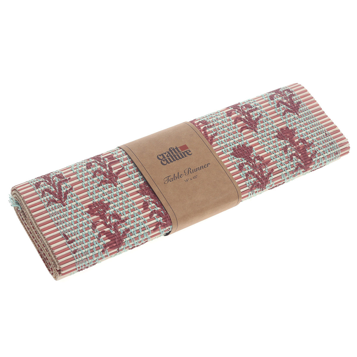 Resham Phool Bamboo Table Runner 13x45" Ð Handwoven Floral Eco-Friendly Runner