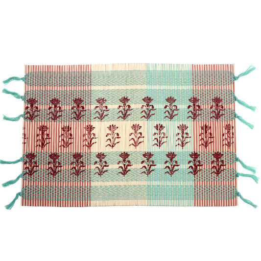 Resham Phool Bamboo Placemat 13x19" Ð Handcrafted Eco-Friendly Floral Table Mat