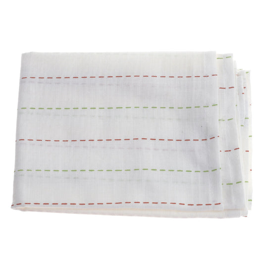 White Kantha Cotton Napkins Ð Set of 2 Hand-Stitched Table Napkins