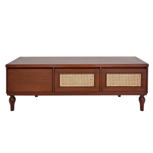 Gul Bahar TV Unit Ð Solid Wood Media Console with Cane Accents