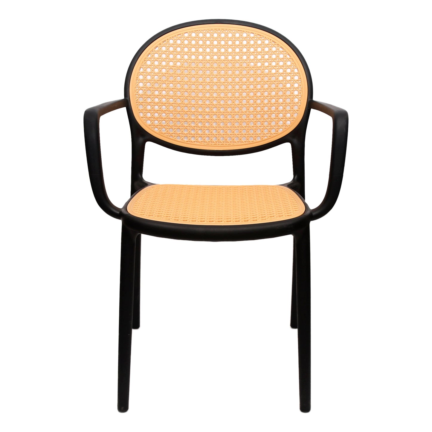 Cane Charm Armchair Ð Plastic Frame with Woven Cane?Style Seat & Back (Black, White, Green)