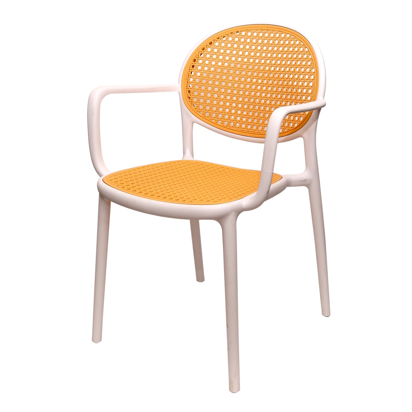 Cane Charm Armchair Ð Plastic Frame with Woven Cane?Style Seat & Back (Black, White, Green)