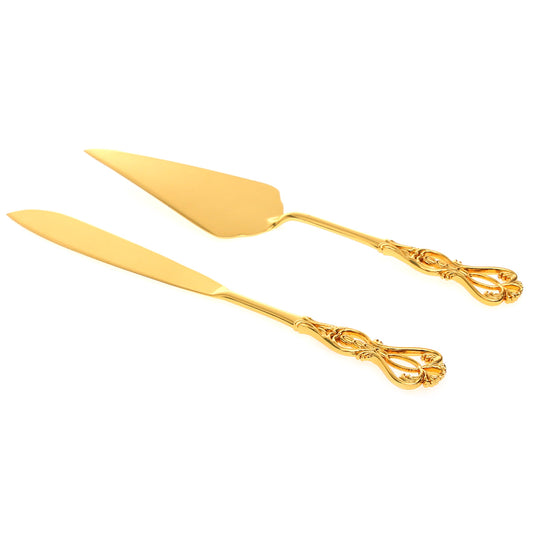 2?Piece Cake Server Set Ð Gold Stainless Steel Knife & Lifter