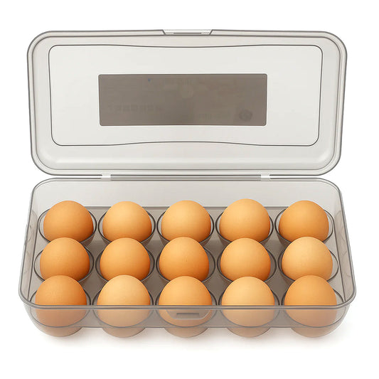 15-Piece Egg Storage Box Ð Stackable Container with Lid for Fridge Organization