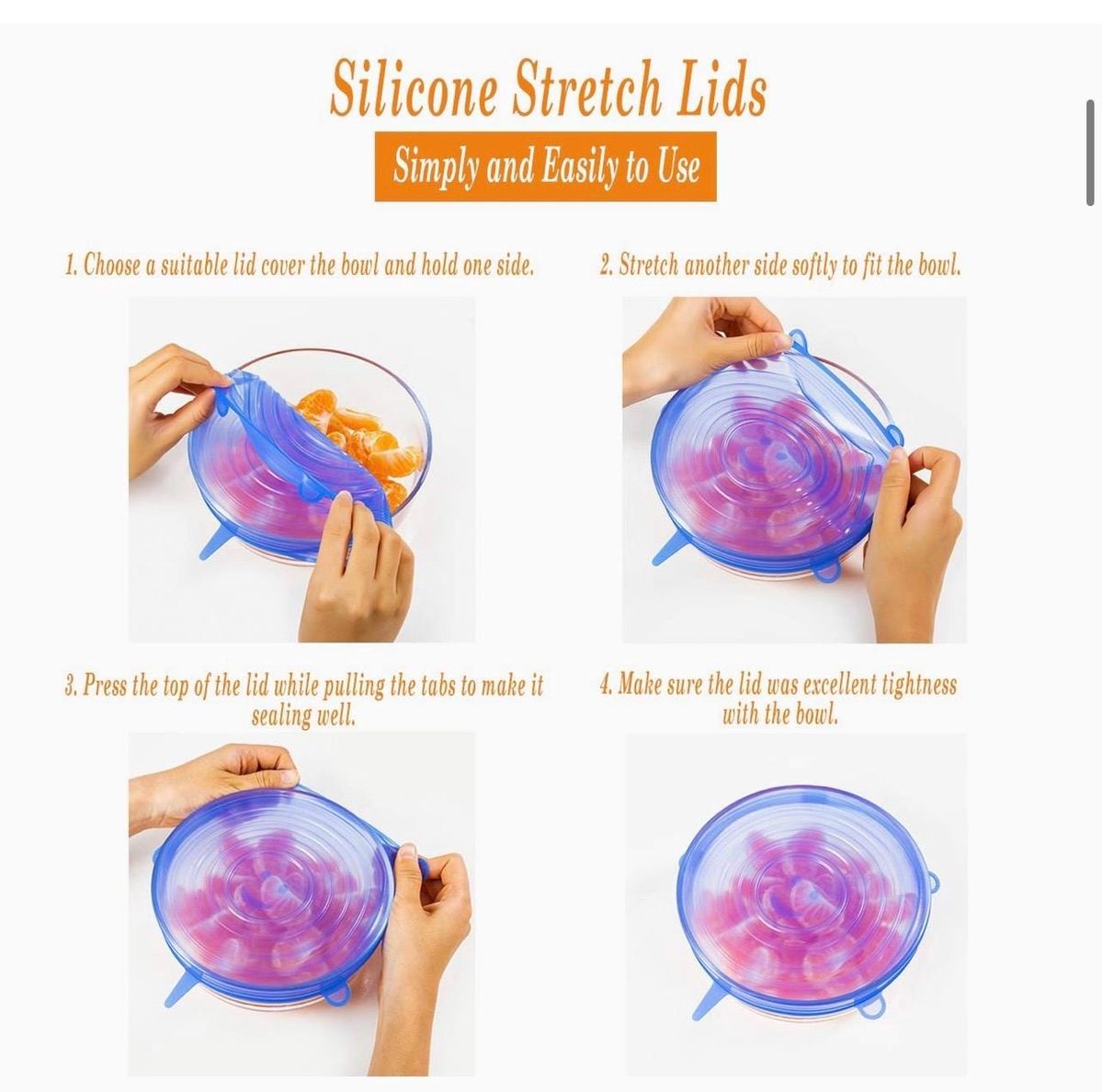 Reusable Silicone Stretch Lids – Set of 6 | BPA-Free, Leak-Proof