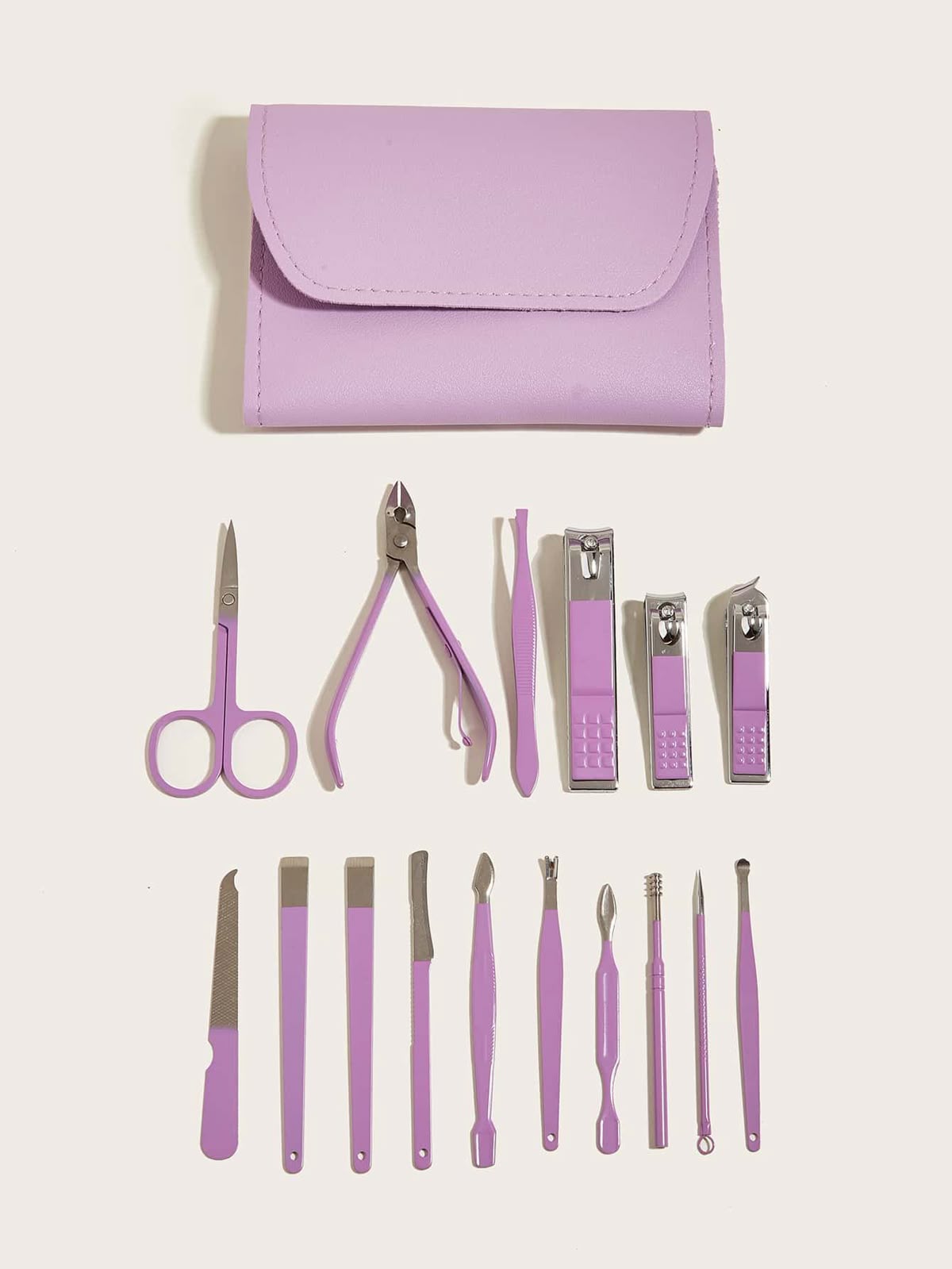 16-Piece Manicure & Pedicure Kit | Stainless Steel Nail Clipper Set with Leather Case