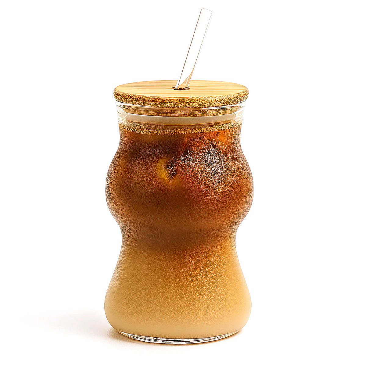 Glass Tumbler with Bamboo Lid & Straw Ð 450ml