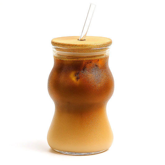 Glass Tumbler with Bamboo Lid & Straw Ð 450ml