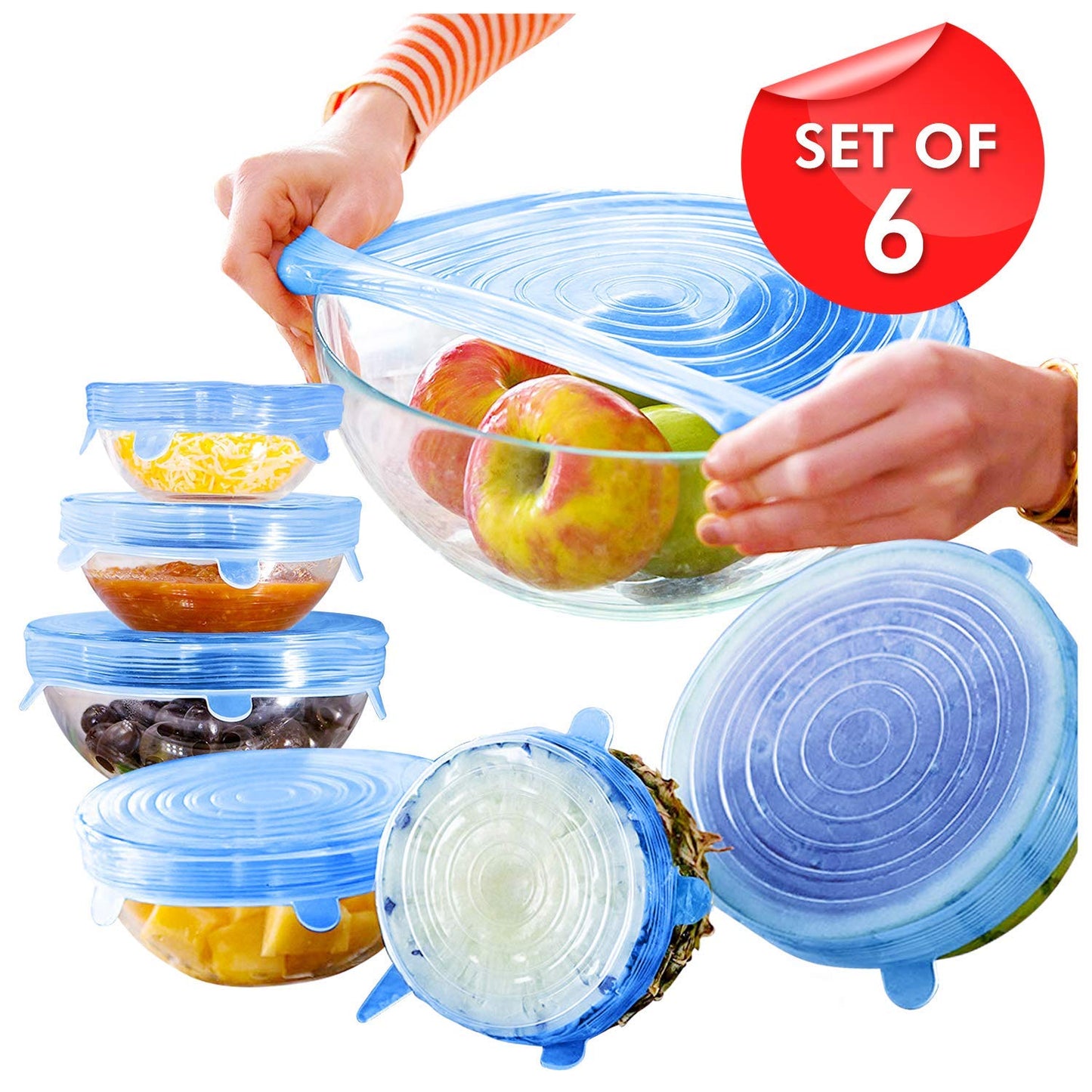 Reusable Silicone Stretch Lids – Set of 6 | BPA-Free, Leak-Proof