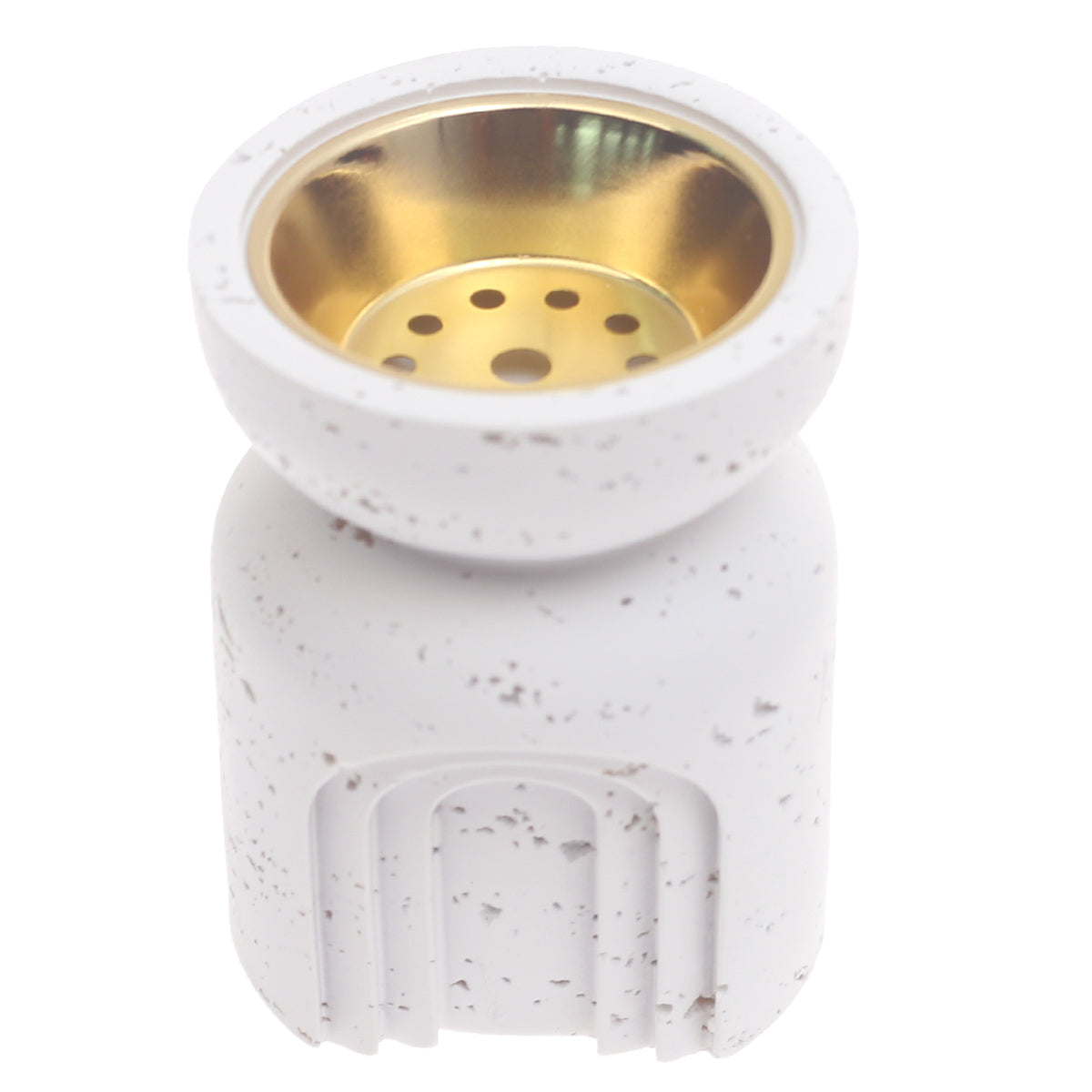 Minimalist Concrete Incense Burner Ð White with Gold Bowl