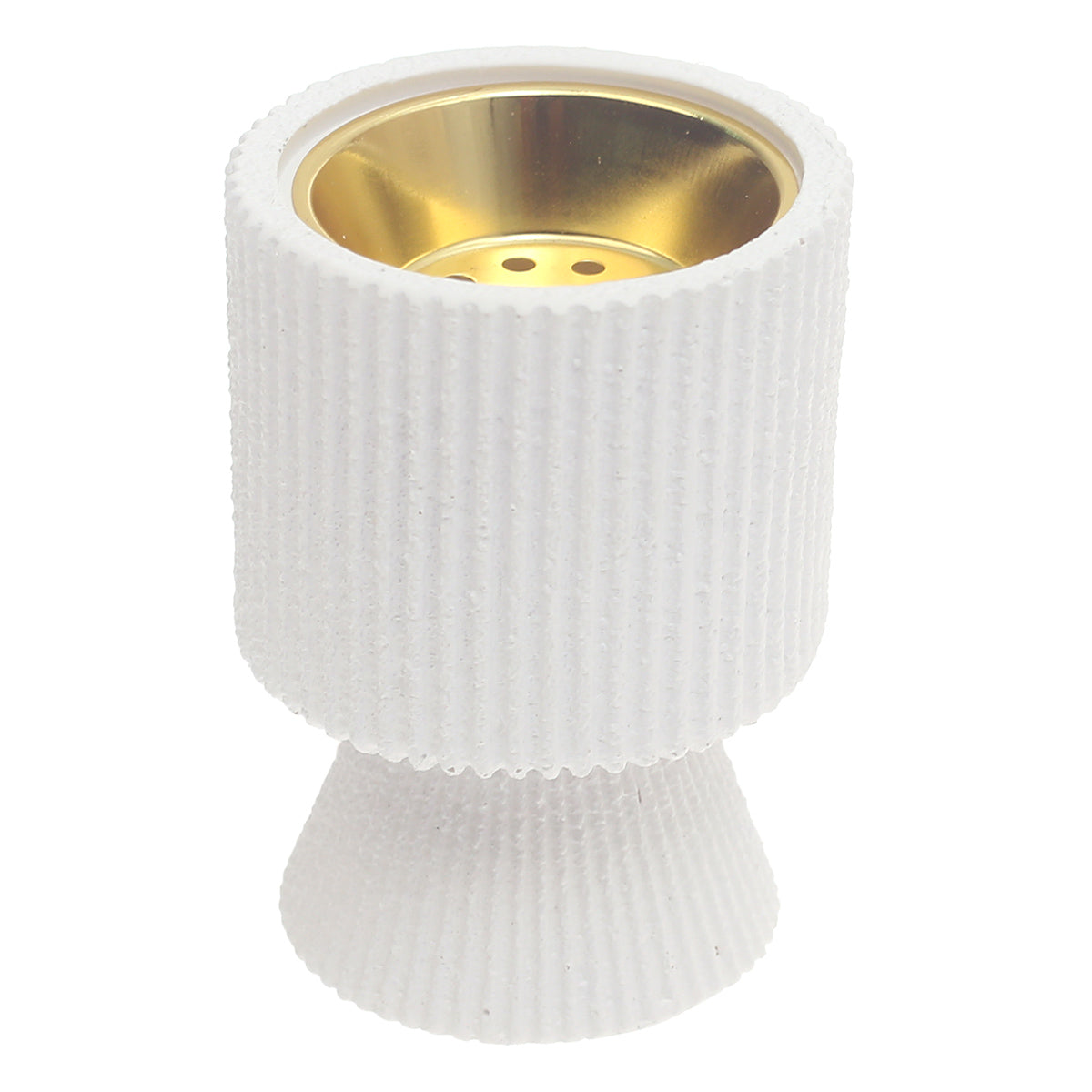 Textured Pedestal Incense Burner Ð White with Gold Bowl