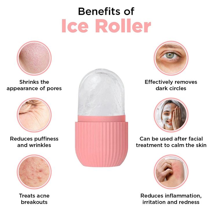 Ice Roller Face Massager – Reduces Puffiness, Shrinks Pores & Fades Dark Circles