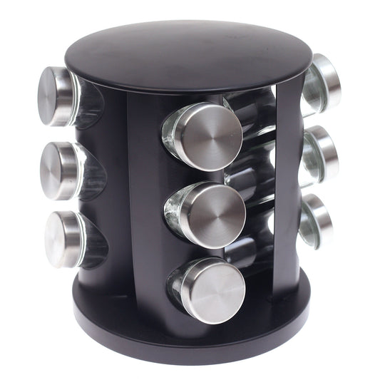 12-Jar Rotating Spice Rack Ð Black
