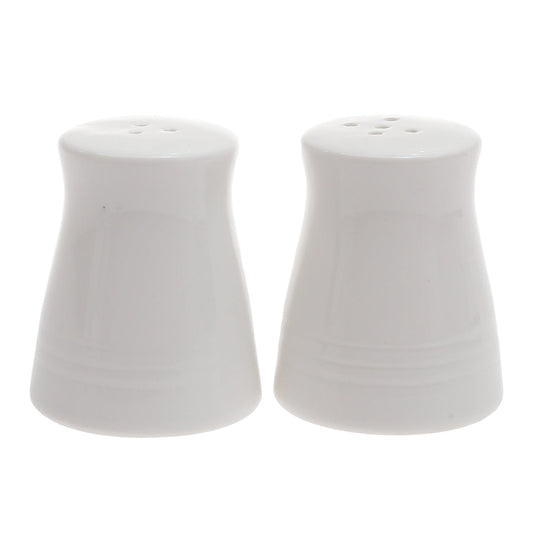 BRILLIANT 2-Piece Salt & Pepper Shaker Set Ð White Ceramic with Grooved Base