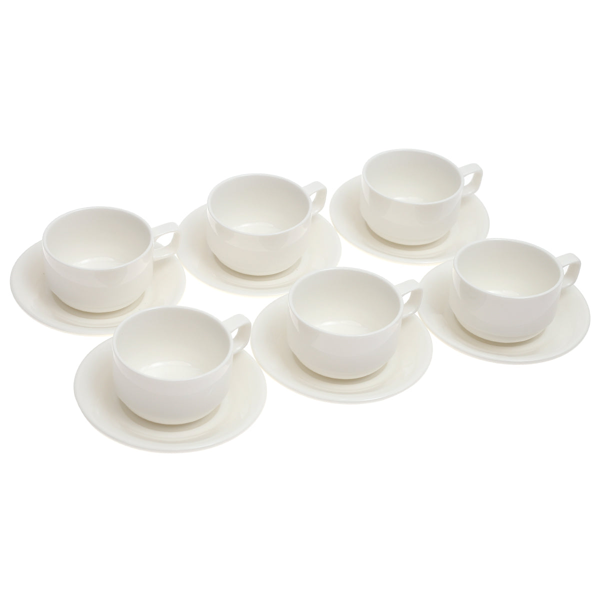 6-Piece Cup & Saucer Set Ð Elegant White Ceramic