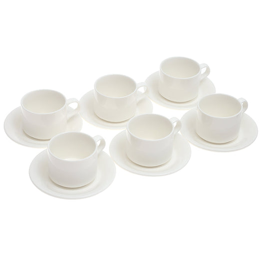 6-Piece Cup & Saucer Set Ð Elegant White Ceramic