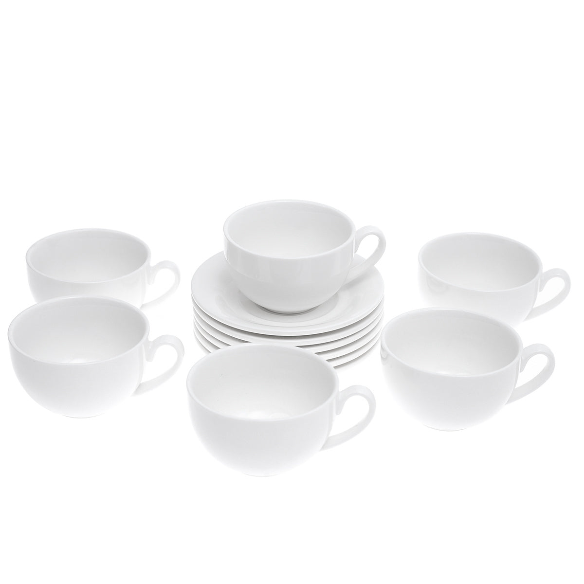 6-Piece Cup & Saucer Set Ð Elegant White Ceramic