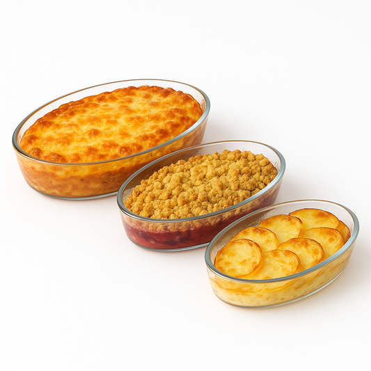 3-Piece Glass Baking Pan Set Ð 1.6L, 2.4L, 3L Oven-Safe Dishes
