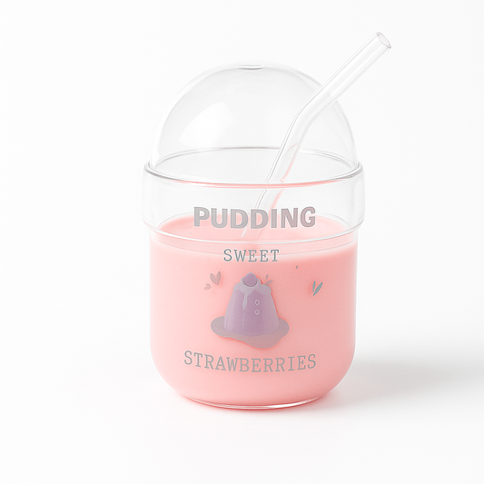 Soda Glass Ð Transparent with Dome Lid & Straw