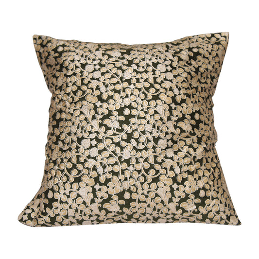 Kalamkari Jaal Green Cushion Cover 16X16