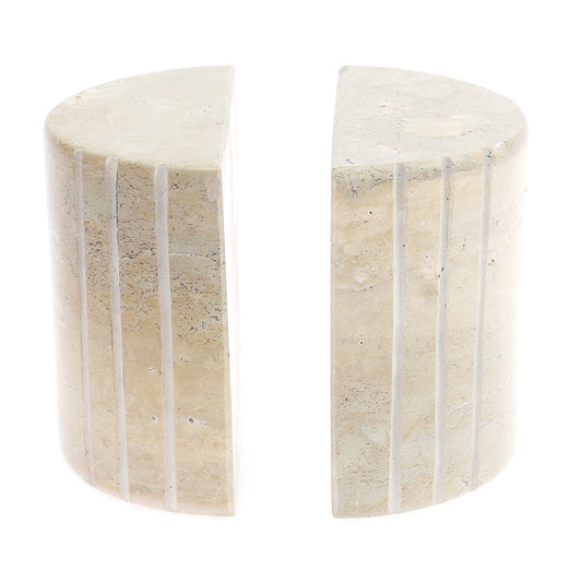 ROUND BOOKEND WITH 3 6X6X6.STONE.BEIGE