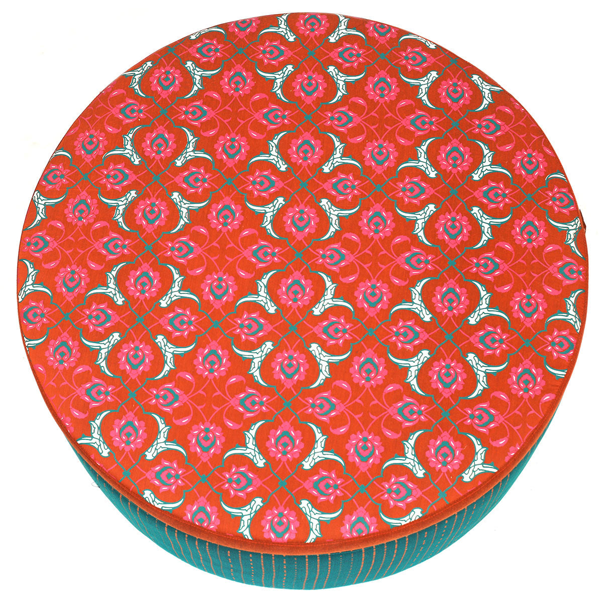 Floral Gold Round Ottoman