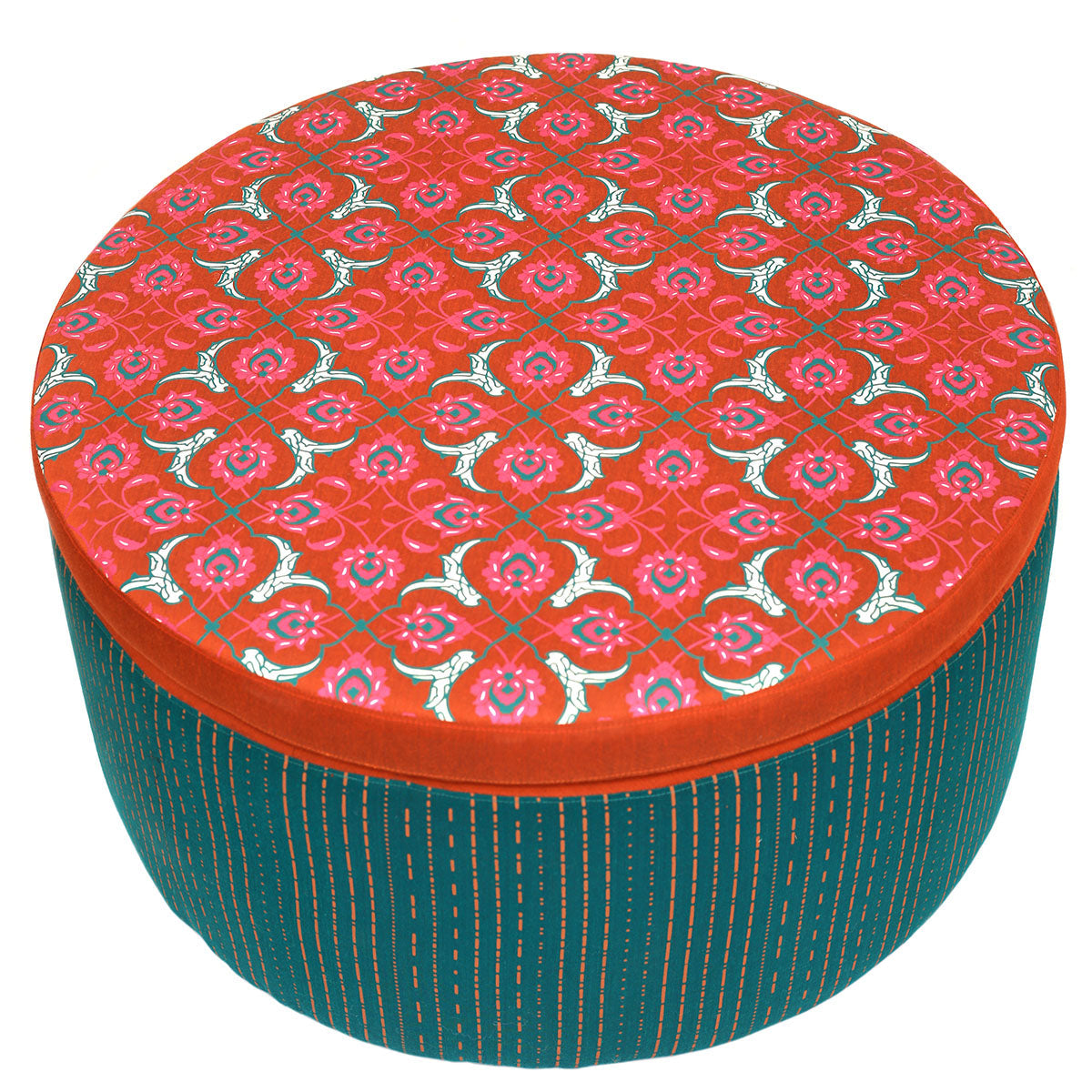 Floral Gold Round Ottoman