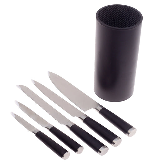Black Knife Set Ð 6 Pcs with Holder