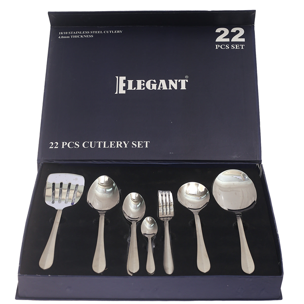 Elegant Silver 22-Piece Cutlery Set Ð Premium Stainless Steel Flatware with Gift Box (Tree Design)
