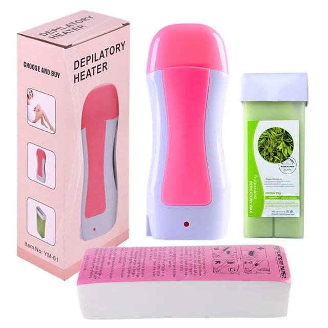Electric Hair Removal Wax-melt Machine, Heater EU Plug Portable Epilator Roll, Heater Melt Depilation Hair Removal, SPA Handheld Body Depilatory Machine Hair Removal Tool