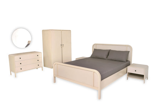 Harold Bedroom Set Ð Queen Size Bed, Dresser with Mirror & 2-Door Wardrobe
